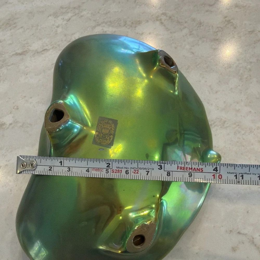 Antique Zsolnay Pecs Art Nouveau Hungary Green Iridescent Venus Eosin Shell Dish